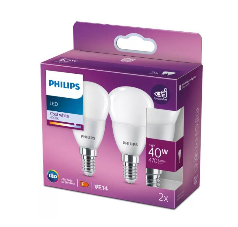 PHILIPS LED 40W P45 E14 Auksti