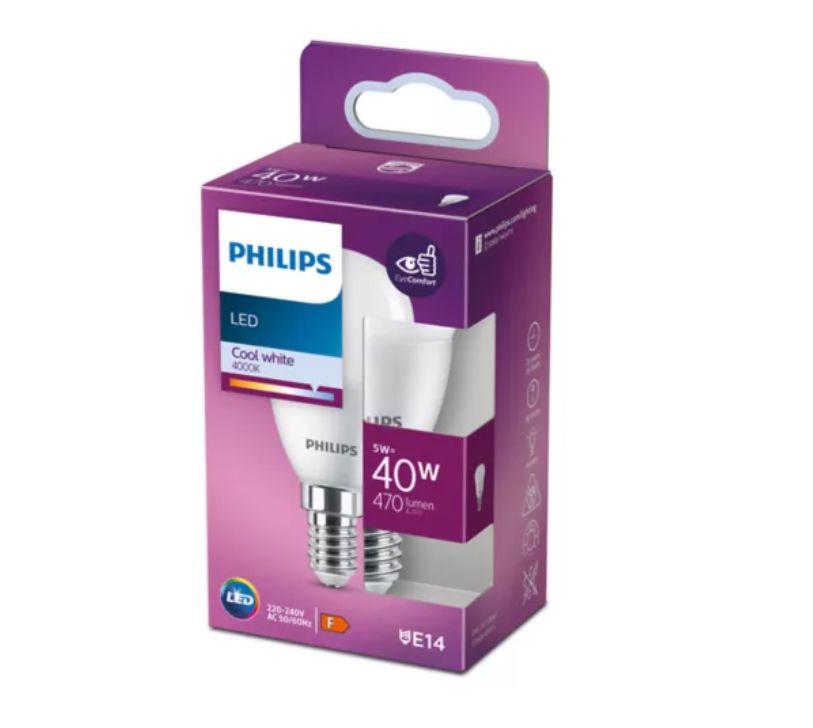 PHILIPS LED 40W P45 E14 Auksti