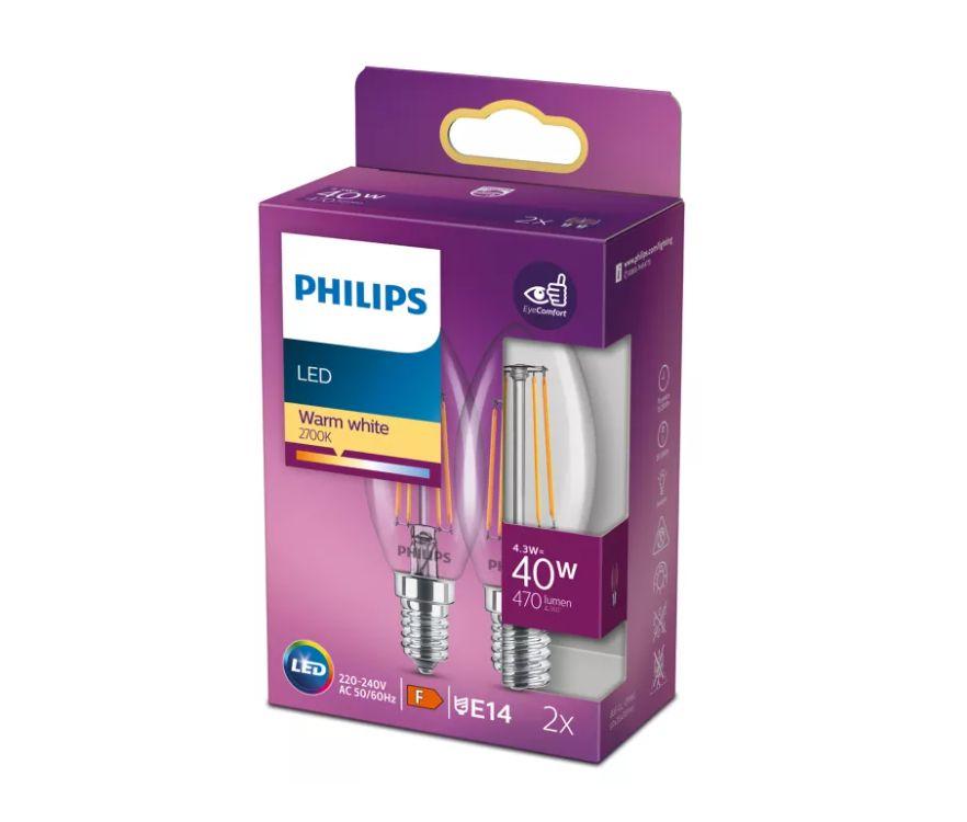 PHILIPS LED stikla 40W B35 E14