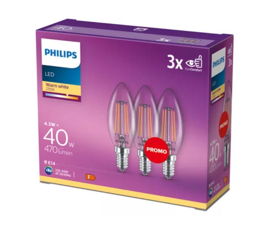 PHILIPS LED stikla 40W B35 E14