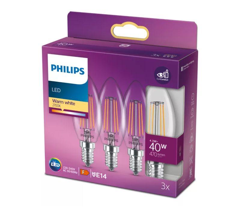 PHILIPS LED stikla 40W B35 E14