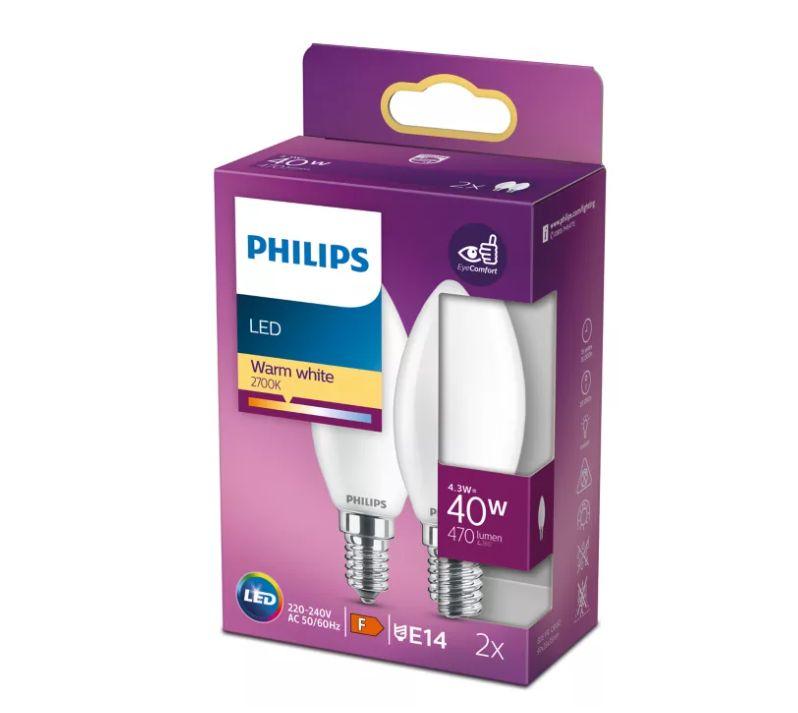 PHILIPS LED stikla 40W B35 E14