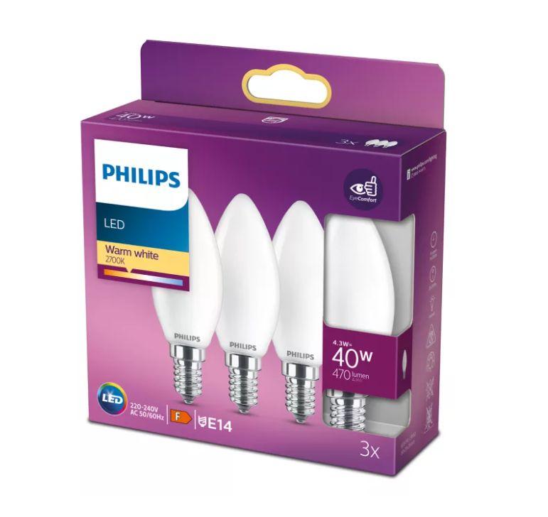PHILIPS LED stikla 40W B35 E14