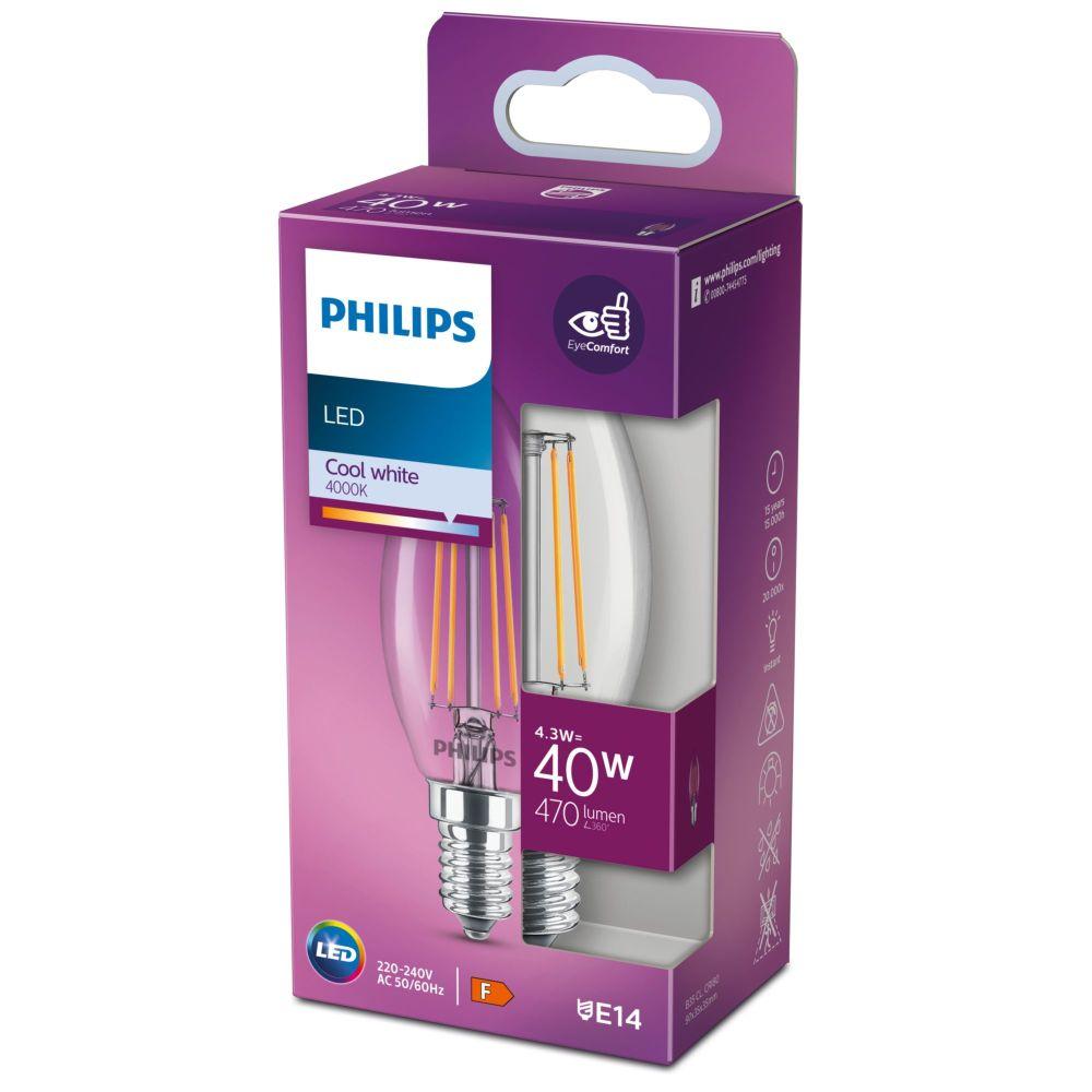 PHILIPS LED stikla 40W E14 Auksti
