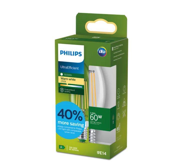 PHILIPS LED stikla 60W B35 E14
