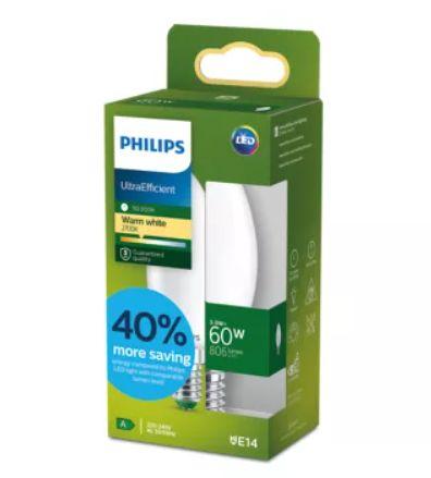 PHILIPS LED stikla 60W B35 E14