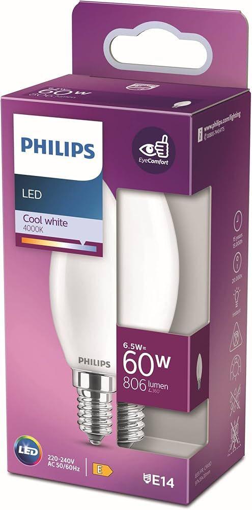 PHILIPS LED stikla 60W E14 Auksti