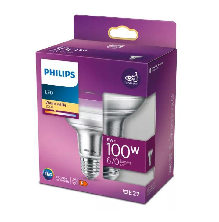 PHILIPS LED stikla 100W R80 E27