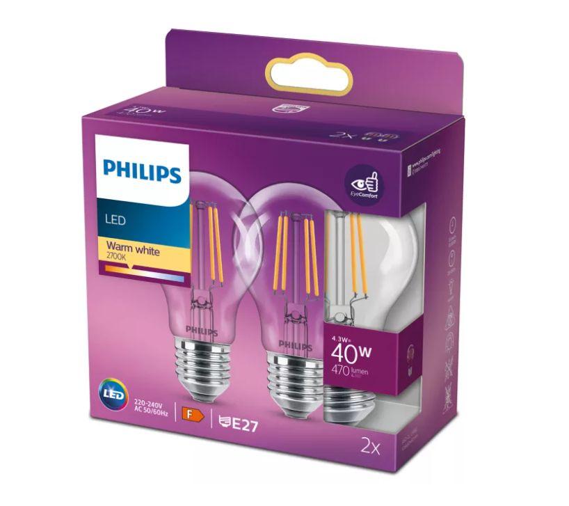 PHILIPS LED stikla 40W A60 E27