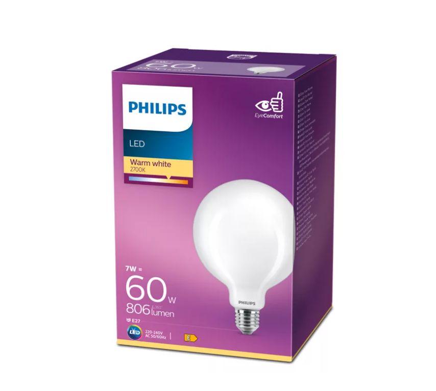 PHILIPS LED stikla 60W E27 Silti