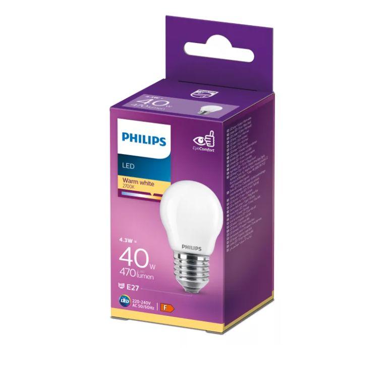 PHILIPS LED stikla 40W P45 E27