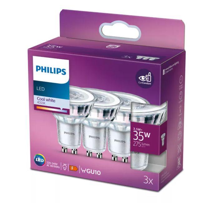 PHILIPS LED stikla 35W GU10 Auksti