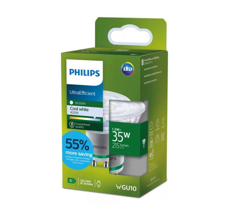 PHILIPS LED stikla 35W GU10 Auksti