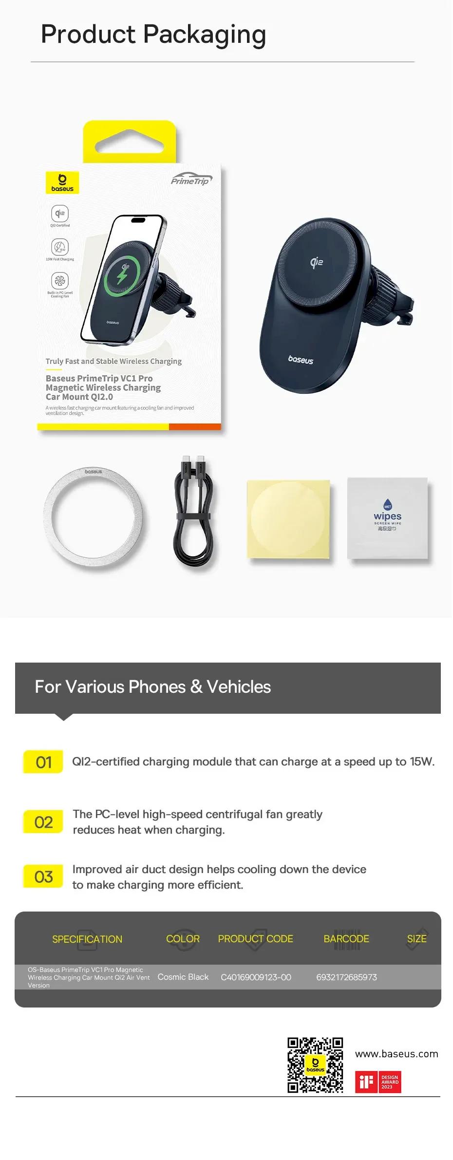Baseus PrimeTrip VC1 Pro Bezvadu auto