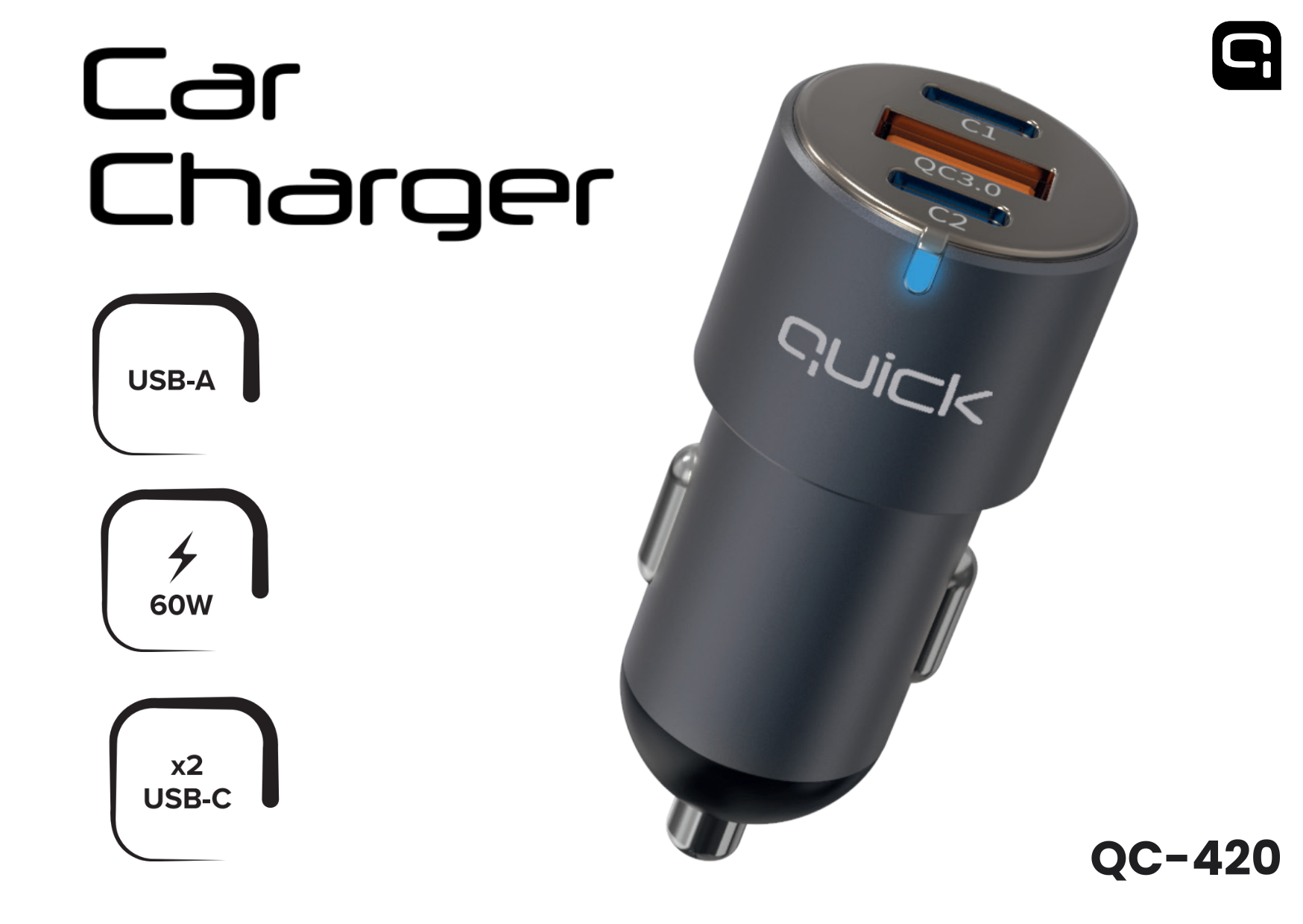 Quick QC-420 Auto Lādētājs ar USB