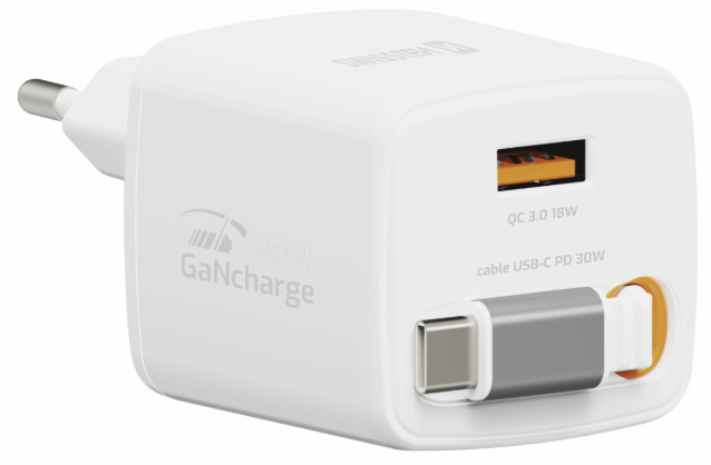 Swissten SlideCHARGE Tīkla Lādētājs GaN 30W