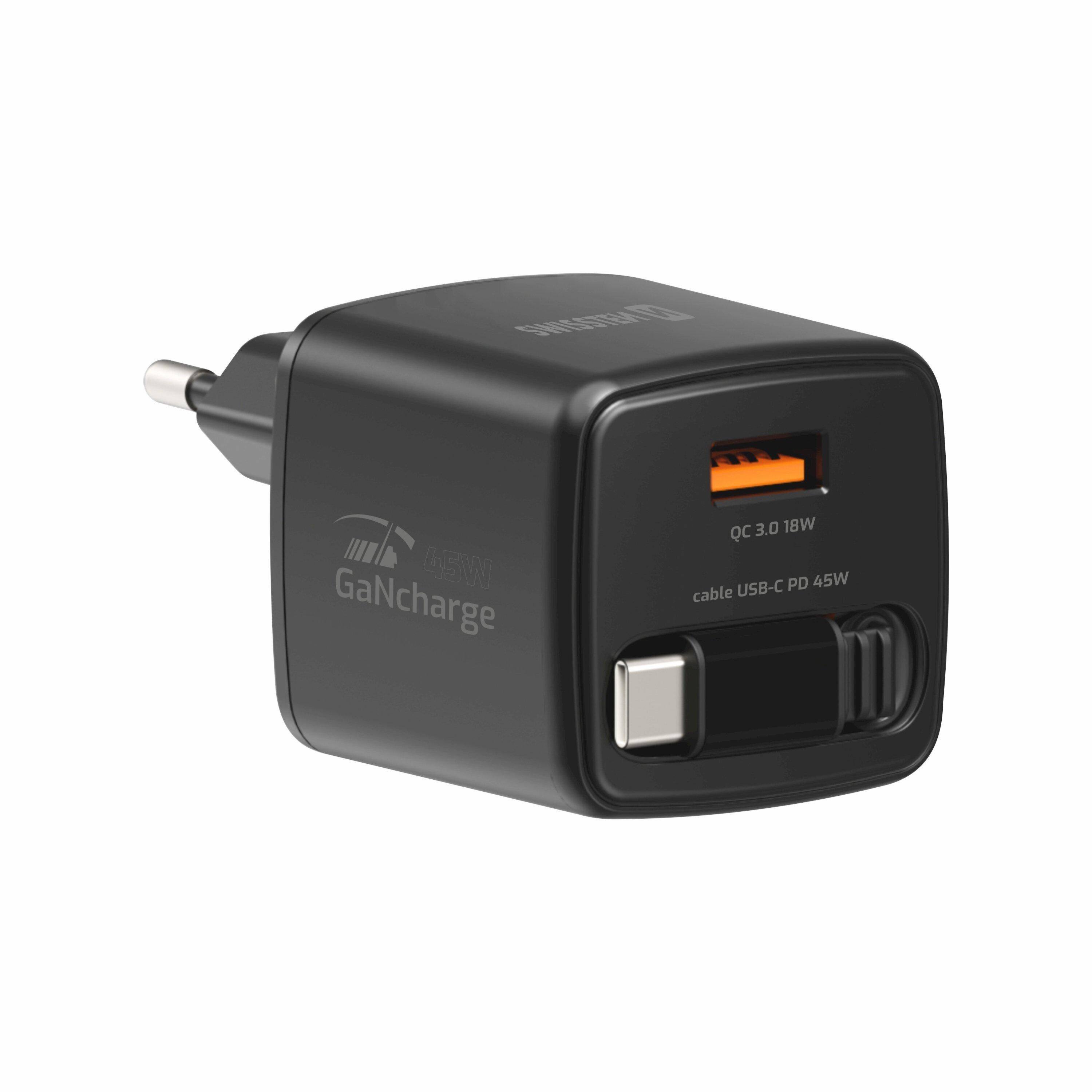 Swissten SlideCHARGE Tīkla Lādētājs GaN 45W