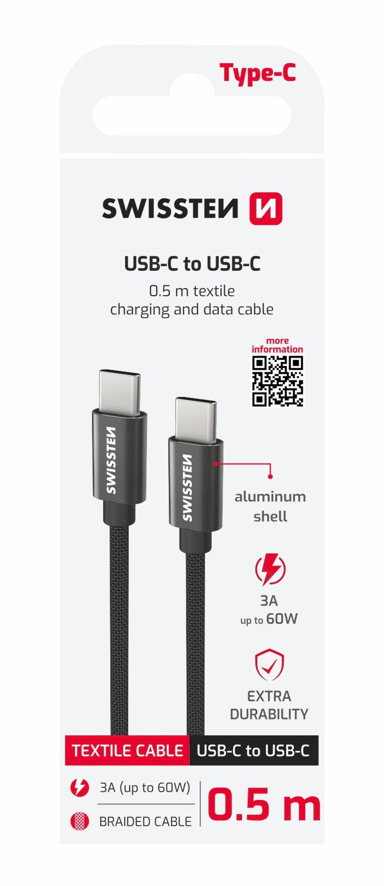 Swissten Textile USB-C / USB-C Datu