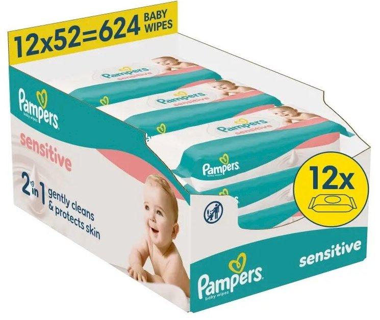 Pampers Sensitive Mitrās Salvetes Zīdaiņiem 12