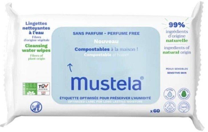 Mustela Compostable Cleansing Wipes Attīrošās salvetes