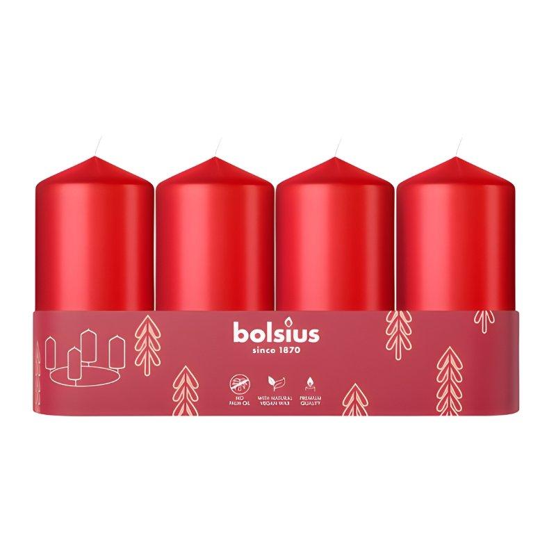 Bolsius Cilindra Sveces 4gab 100x48mm Red