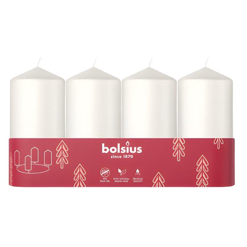 Bolsius Cilindra Sveces 4gab 100x48mm White