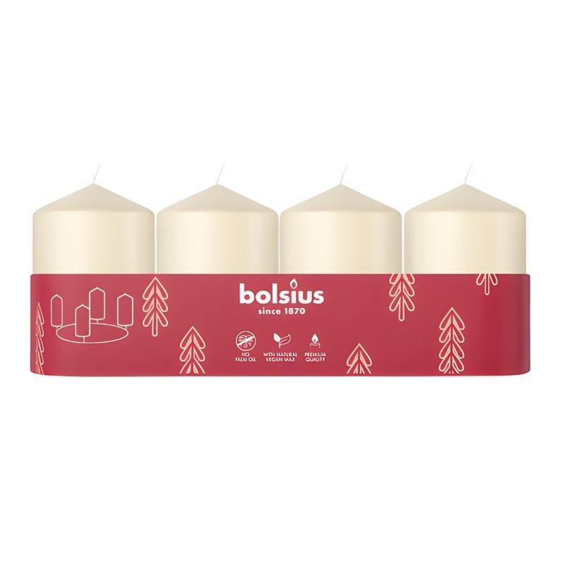 Bolsius Cilindra Sveces 4gab 60x40mm Cream