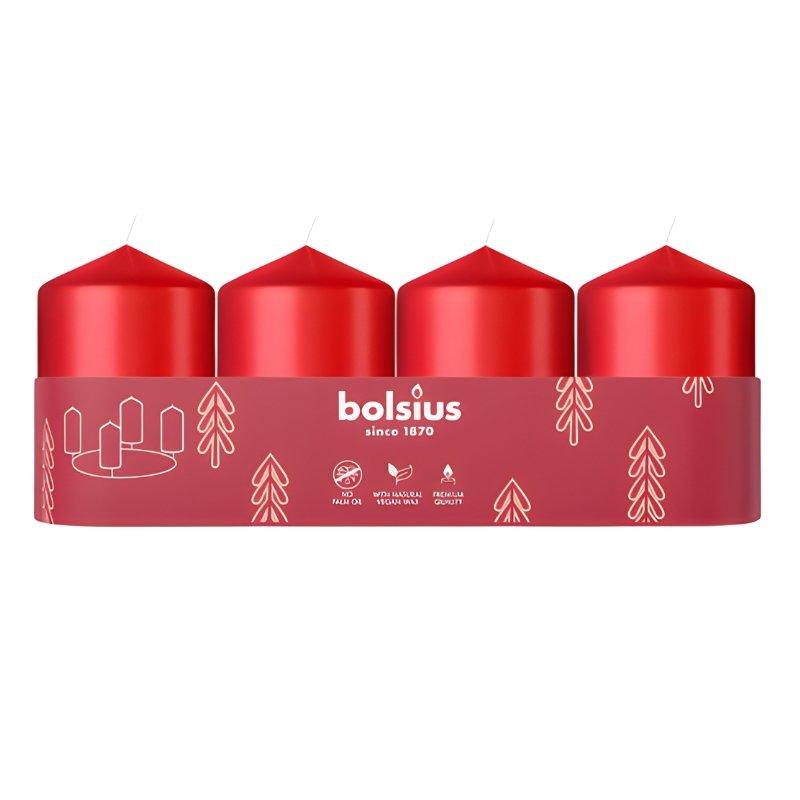 Bolsius Cilindra Sveces 4gab 60x40mm Red