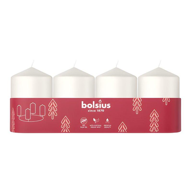 Bolsius Cilindra Sveces 4gab 60x40mm White