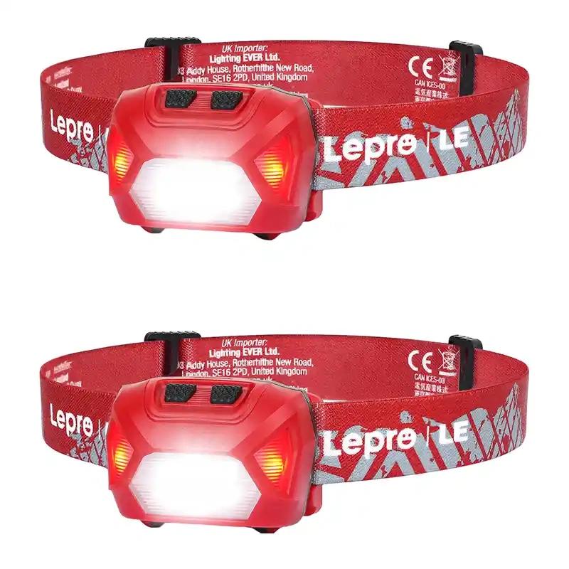 LEPRO 320014-R-2 USB Headlamp, 2-Pack