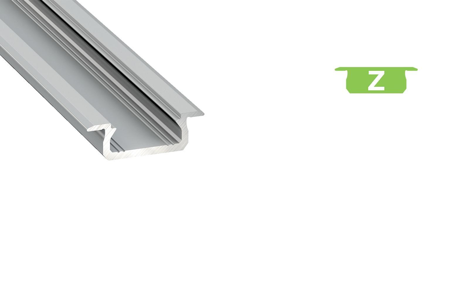 Aluminum profile for LED strips recessed