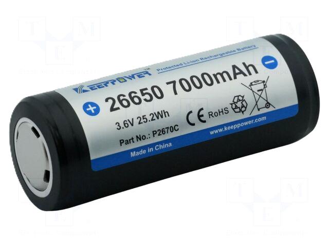 KEEPPOWER Re-battery: Li-Ion | 26650 |