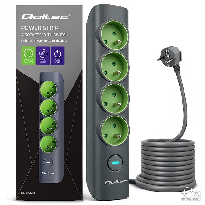 Qoltec Power strip with backlit switch