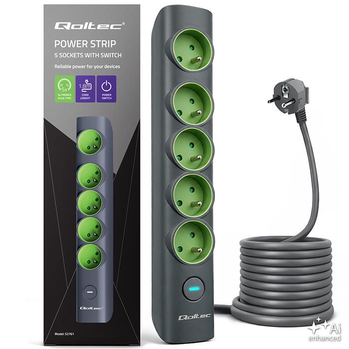 Qoltec Power strip with backlit switch