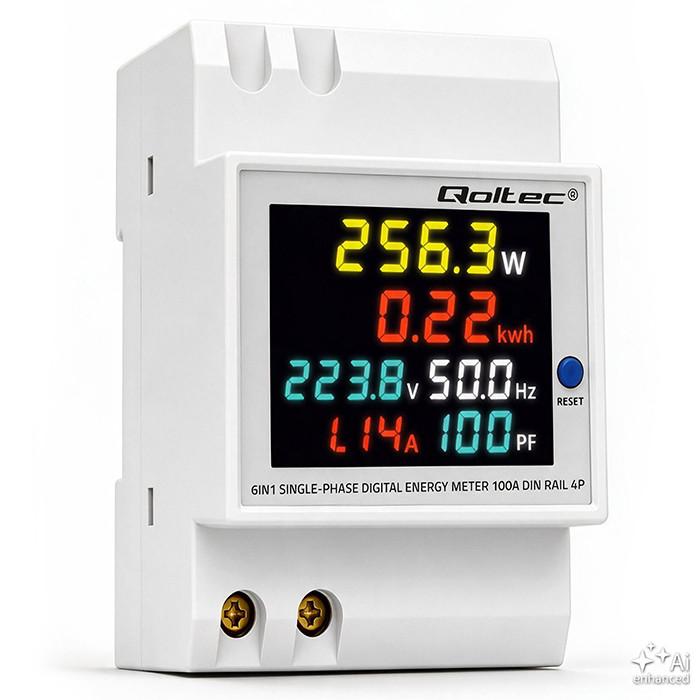 Qoltec Single-phase 6-in-1 meter | DIN