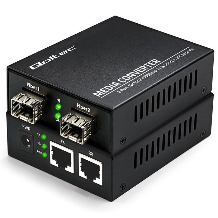 Qoltec Bidirectional Ethernet SWITCH Media Converter