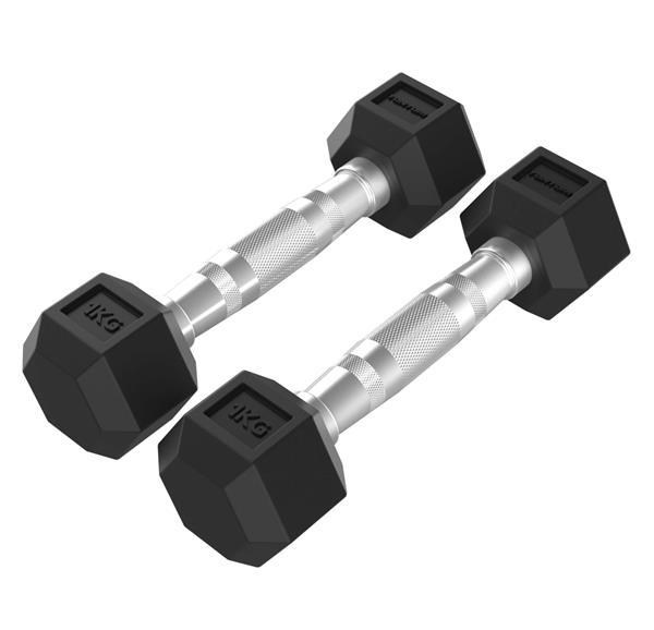 Tunturi Platinum Hex Rubber Dumbbell, 1kg