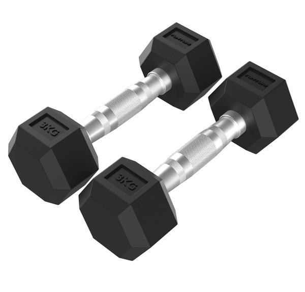 Tunturi Platinum Hex Rubber Dumbbell, 3kg