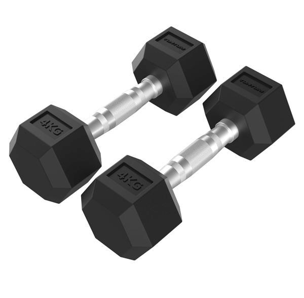 Tunturi Platinum Hex Rubber Dumbbell, 4kg