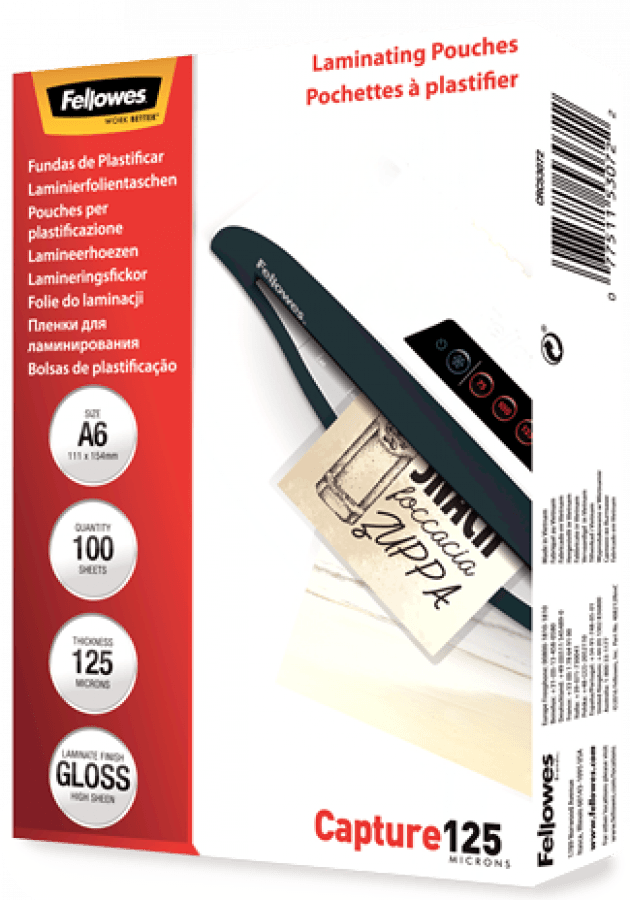 Laminēšanas plēve Fellowes A6 Glossy 125