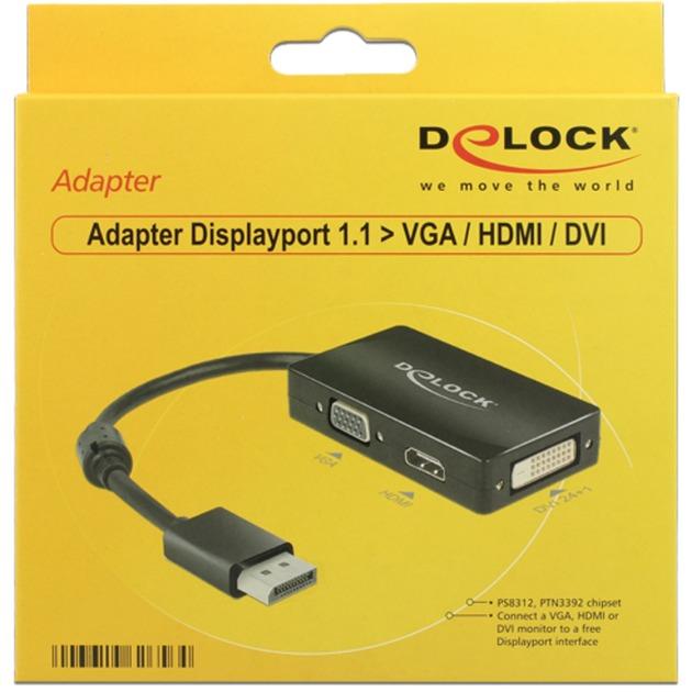 DeLOCK Adapter Displayport - VGA/HDMI/DVI-D Black