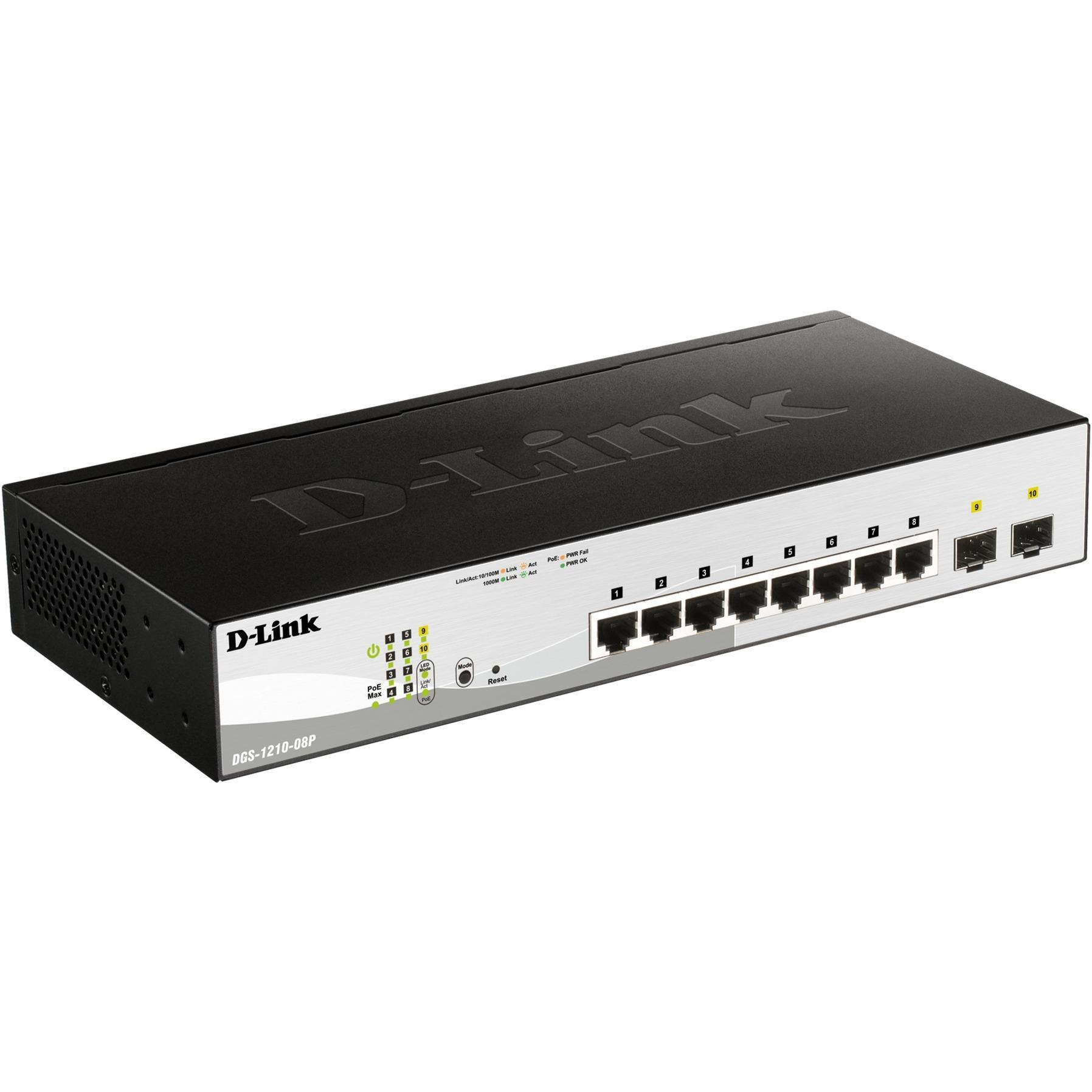D-Link DGS-1210-08P/E, switch (silver/black, 2 gigabit