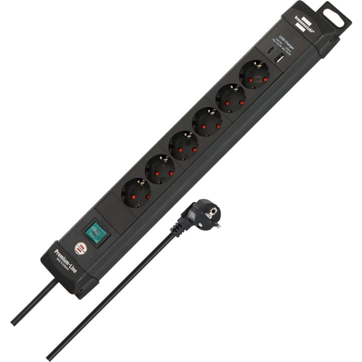Brennenstuhl Premium-Line 6-way power strip, 2x