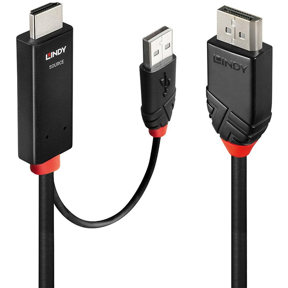 Lindy Adapter cable HDMI, DisplayPort (black/red