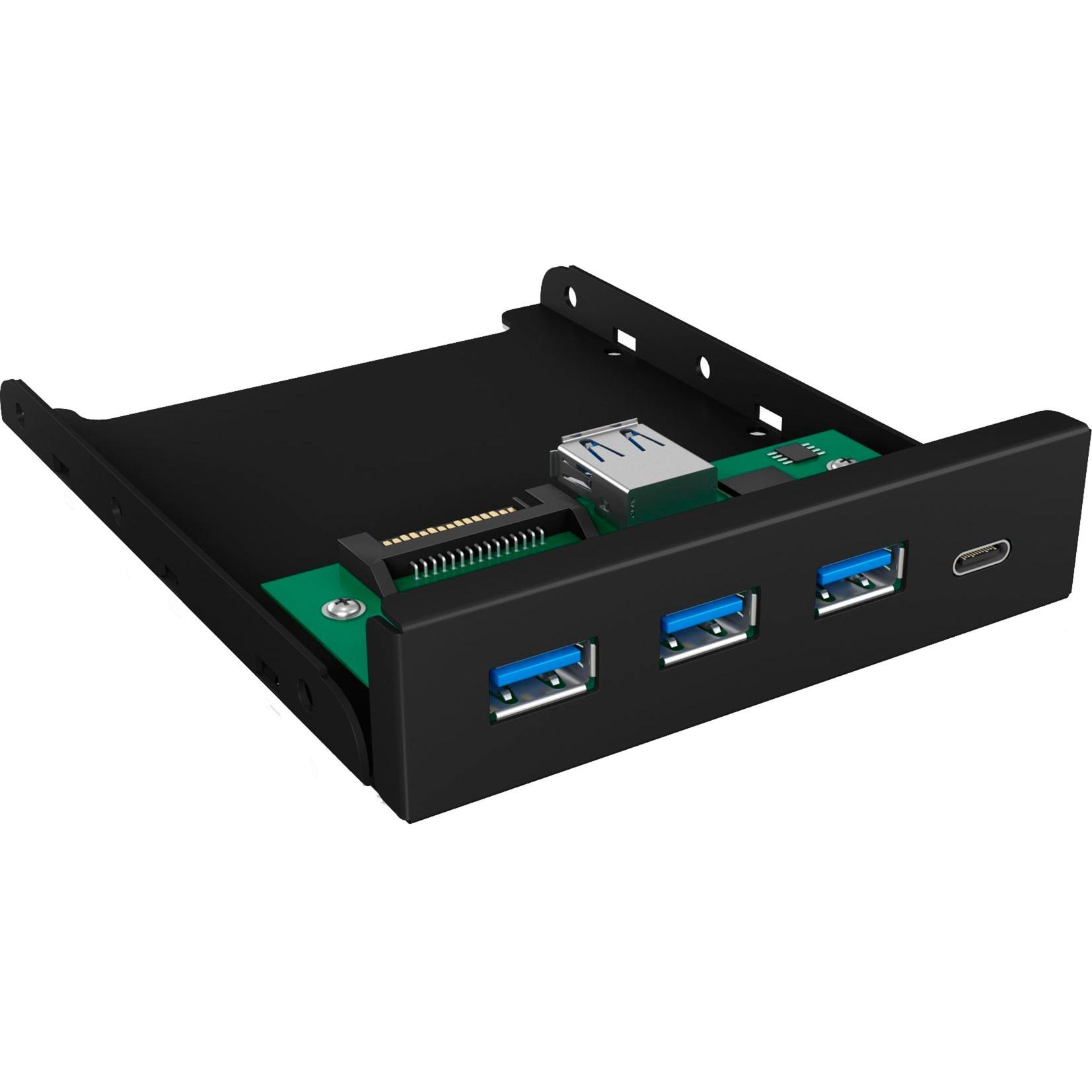 ICY BOX IB-HUB1418-i3, front panel (black