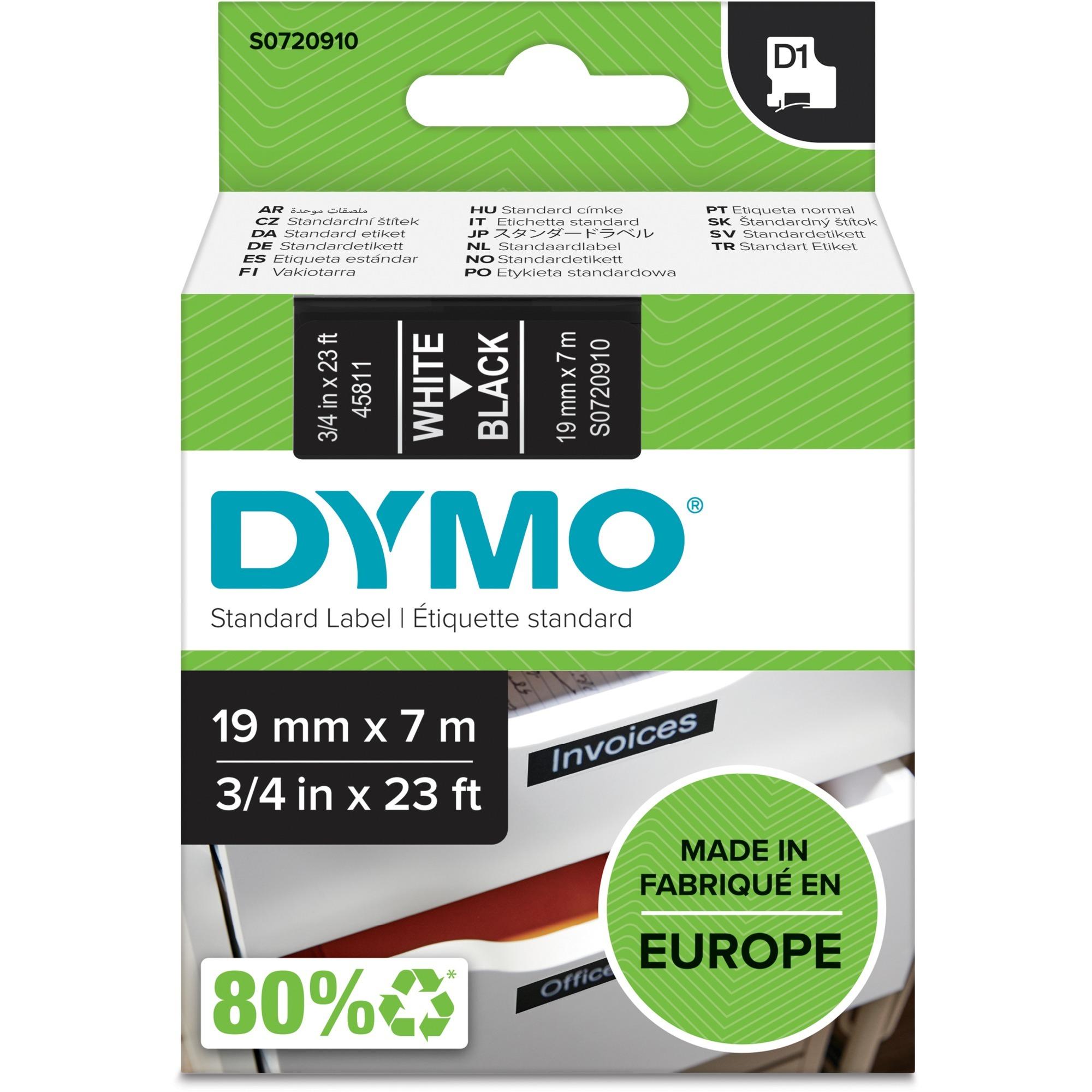 Dymo D1 19mm biały/czarny (45811/S0720910)