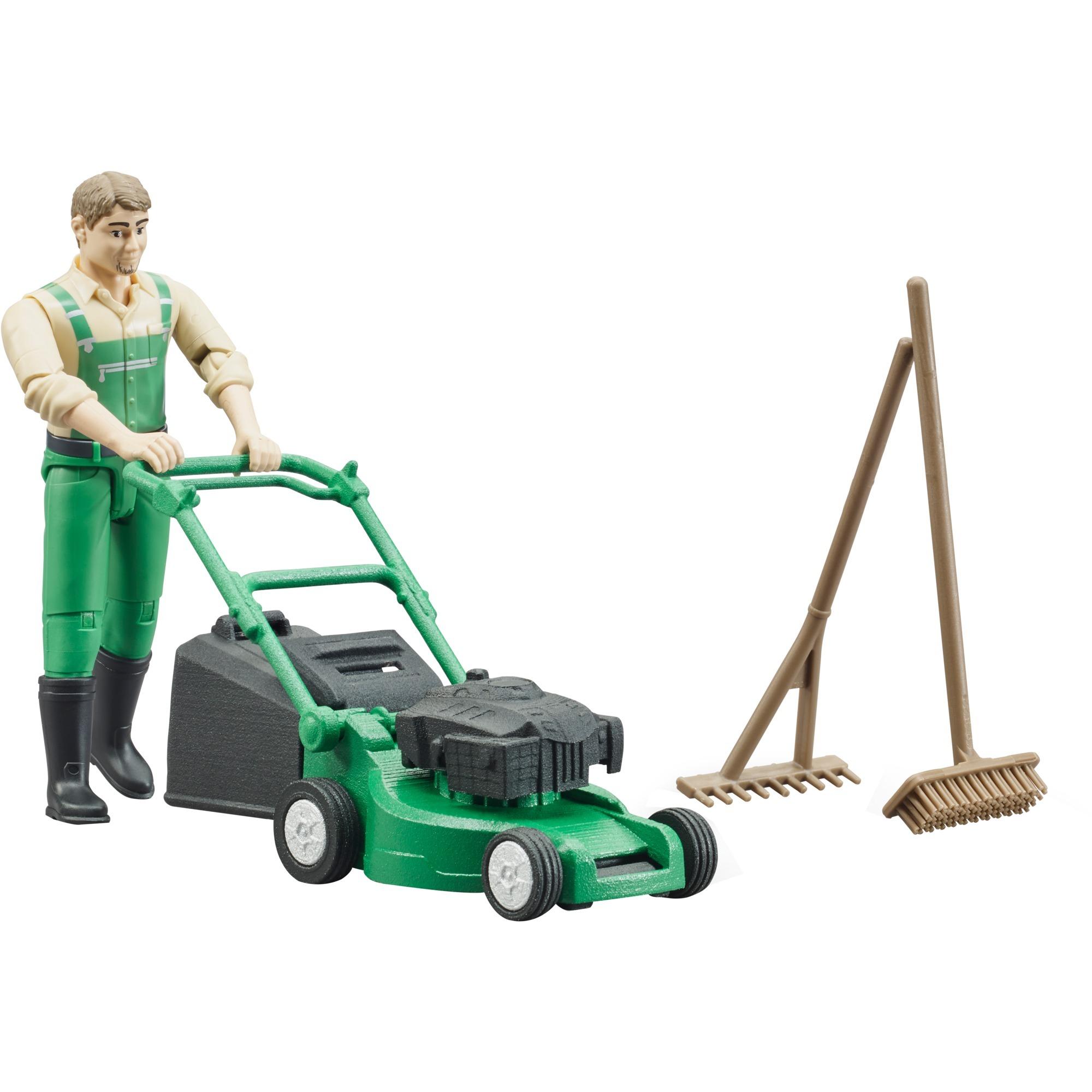 BRUDER bworld gardener with lawn mower
