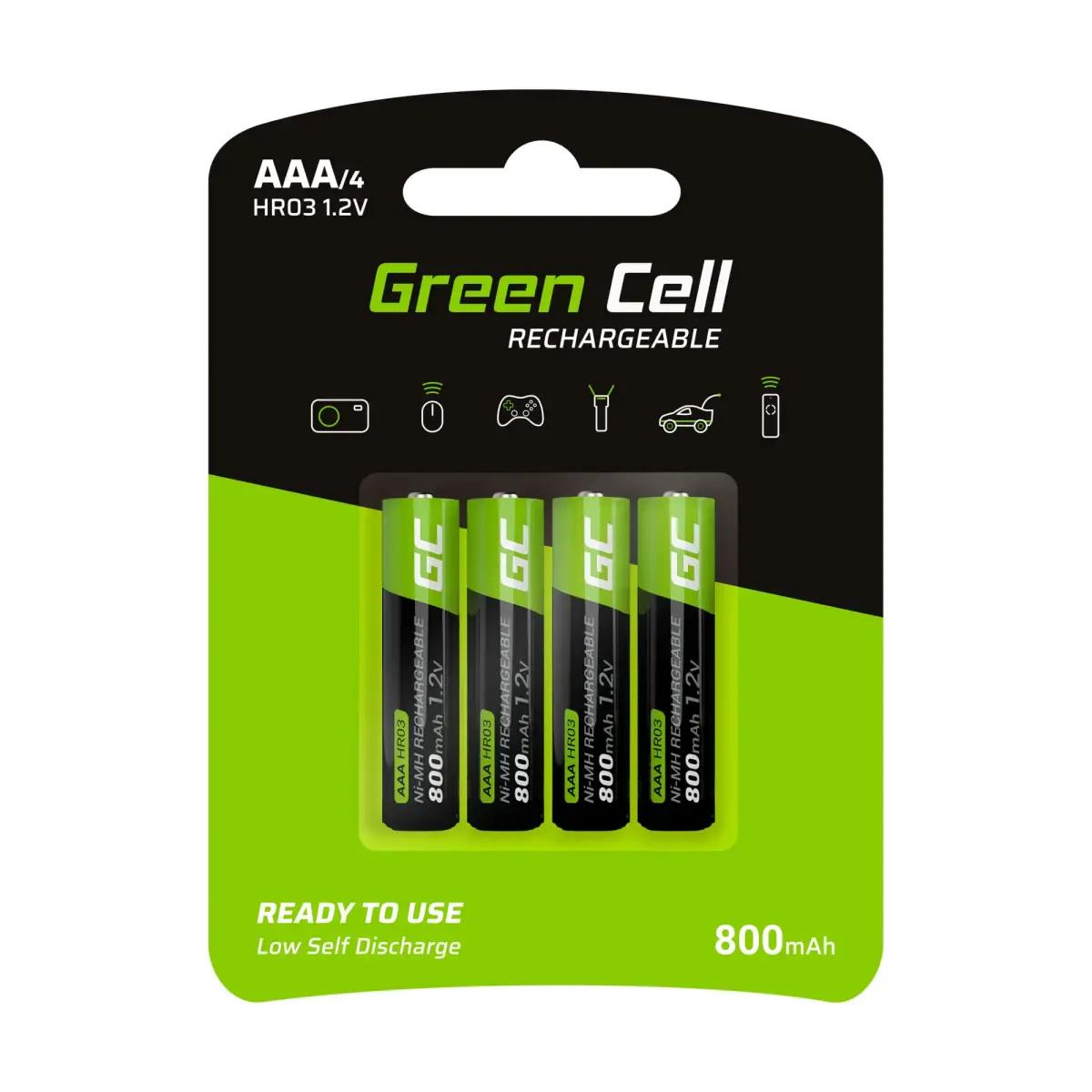 Green Cell Rechargeable Batteries 4x AAA