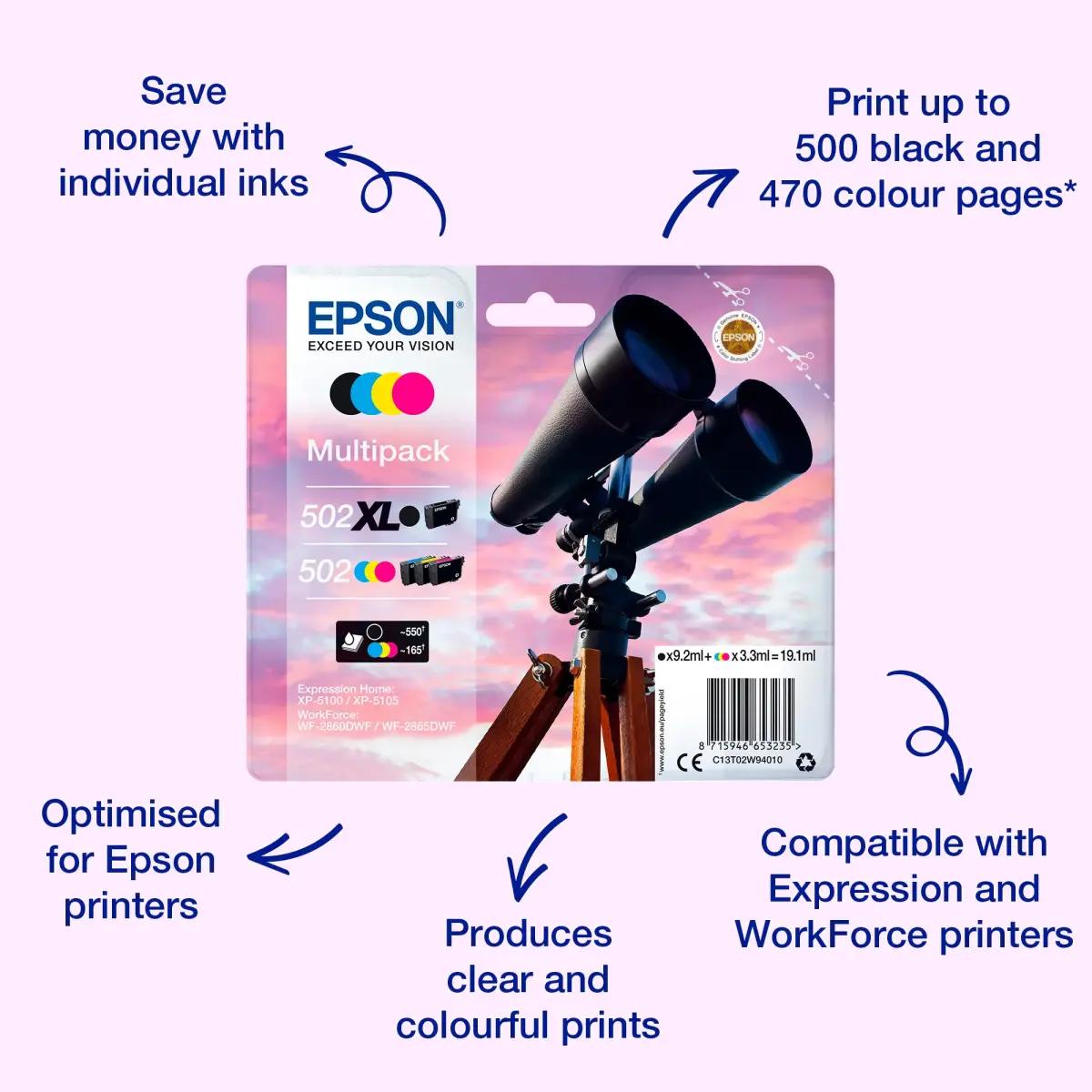 Tintes kārtridžu komplekts Epson 502 C13T02V64010