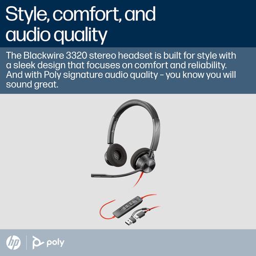 Poly Headset Blackwire Stereo 3320 USB-C/A